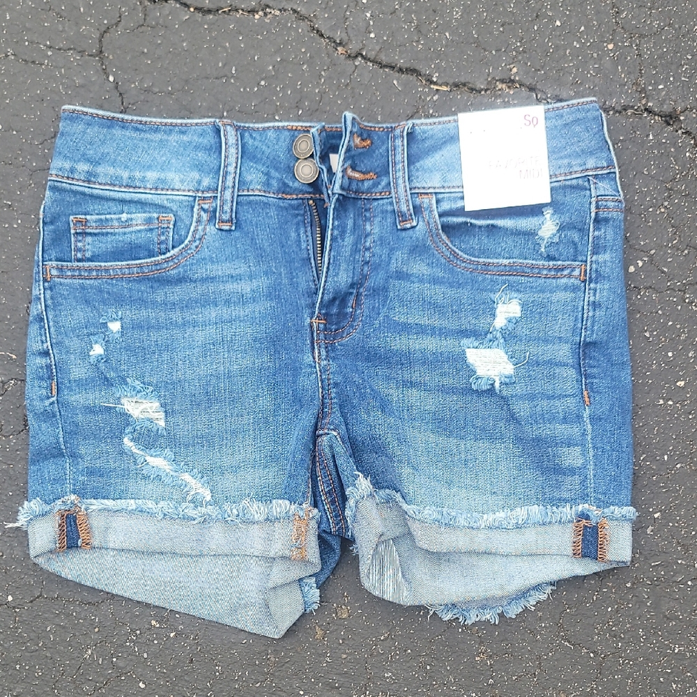 Denim Blue Distressed Women Shorts